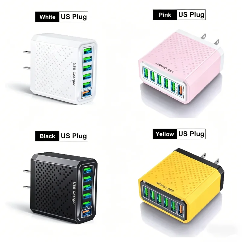 

6-in-1 multi-functional charger QC3.0 fast charger 5v3A fast charging head Micro USB 0.3m data cable US adapter plug for Xiaomi