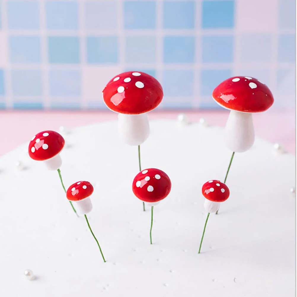 

30 Pcs Cake Decoration Picks Foam Mushrooms 1 5cm 2 5cm 3 2cm Dessert Topper Cupcake Baking Accessories