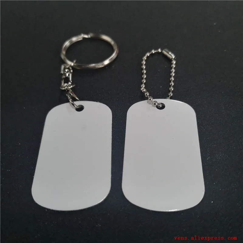 

sublimation blank aluminum dog tags key ring hot transfer printing metal key ring diy materials 25pcs/lot