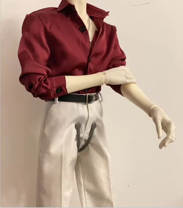 

A111 children handmade toy id75 uf75 am77yc76 uncle BJD/SD Doll clothes red Glossy shirt white trousers 1pcs