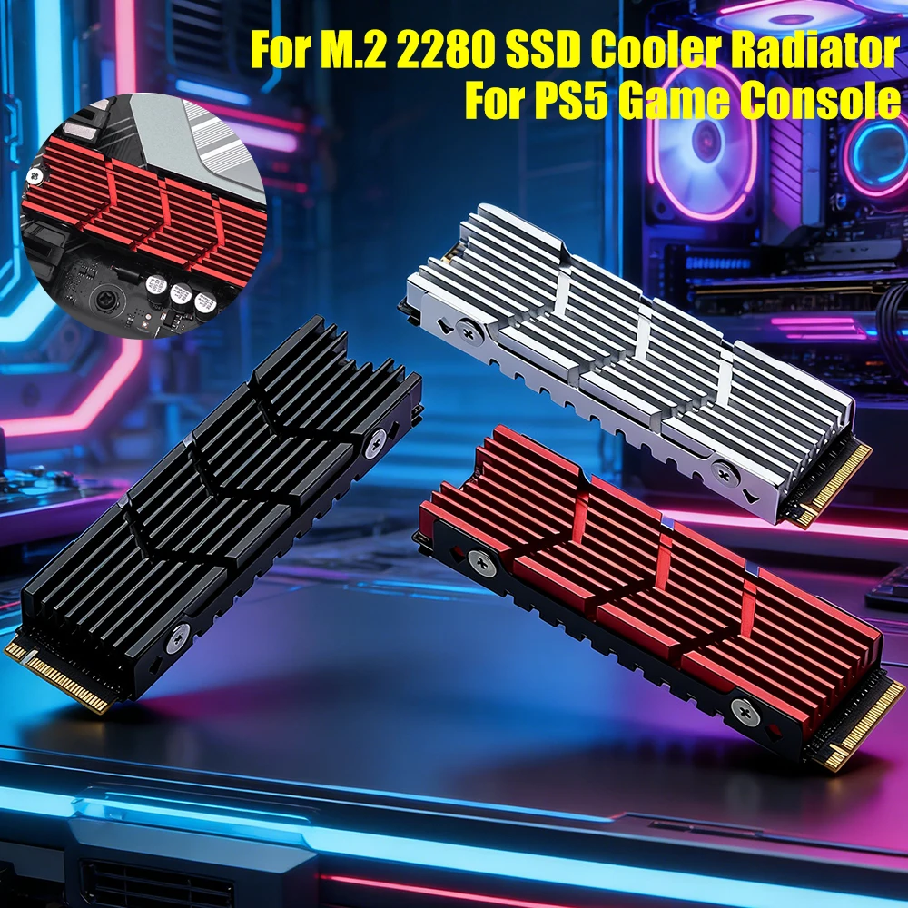 

M.2 2280 SSD Radiator Heat Sink Hollow Solid State Hard Disk Cooler NVME NGFF with Thermal Silicone Pad for PS5 Game Console