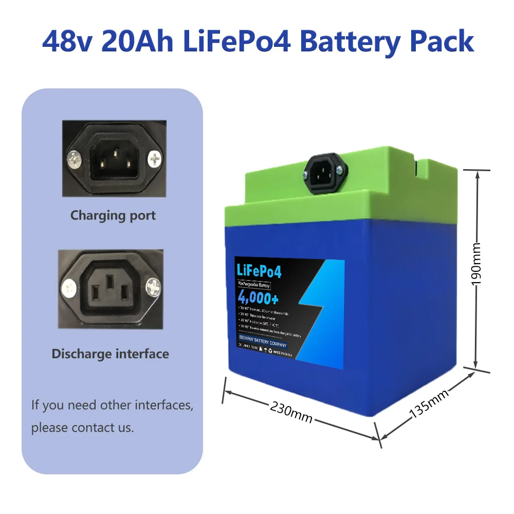 48v 20Ah Lifepo4 Li-ion Battery Pack Built in 30A BMS Suitable for Electric tricycle electric Motorcycle  with 3A charger