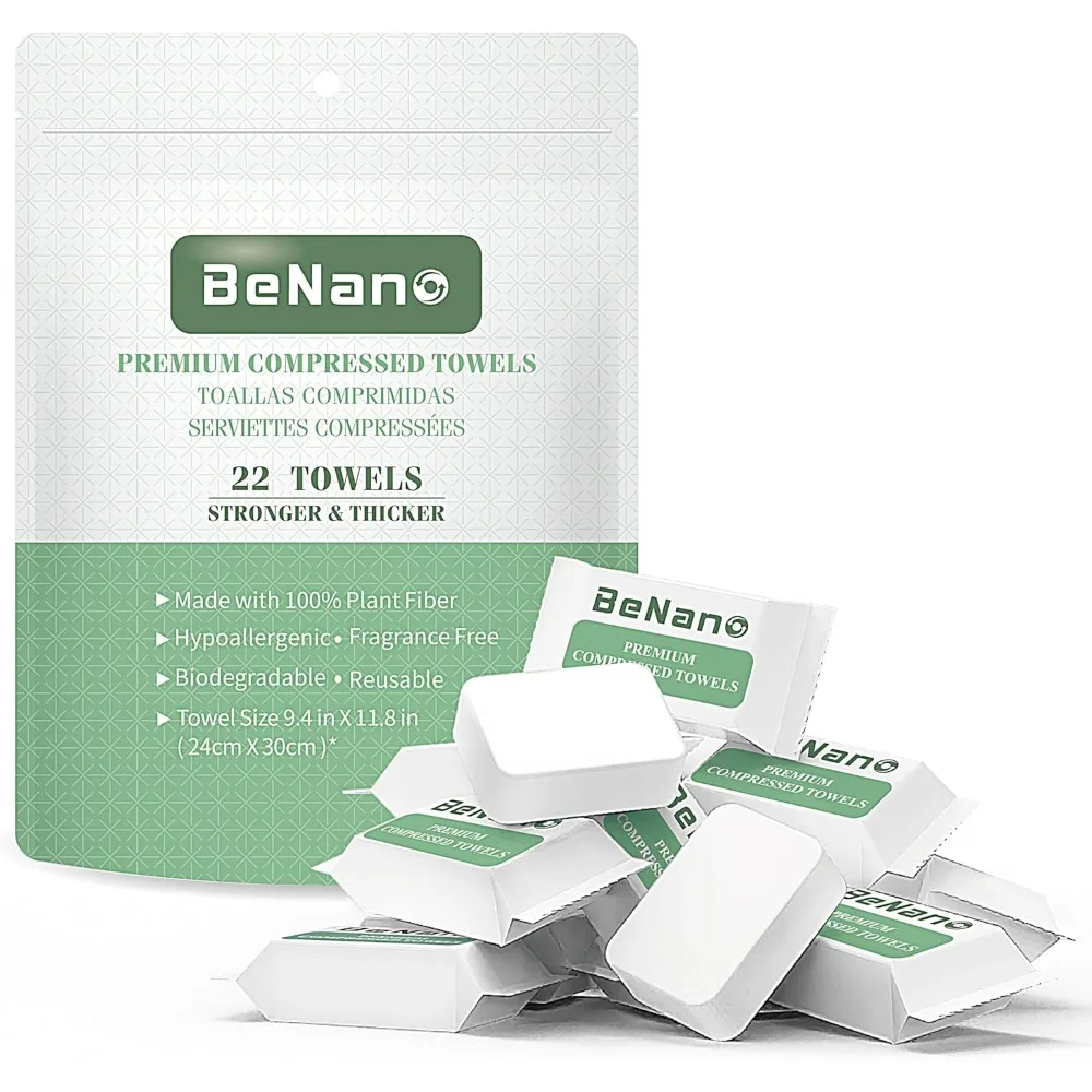 

Compressed Biobased Face Towel Tablets Quick Dry Thick Washcloths for Travel Camping Hotel Reusable