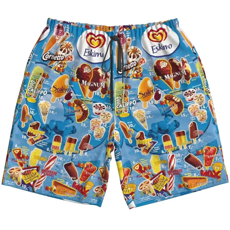 

Chocolate Icecream Graphic Beach Shorts Hawaii Sport Beach Short Pant Men Frozen Ice Lolly Cornet Ice Cream Unisex Short pants
