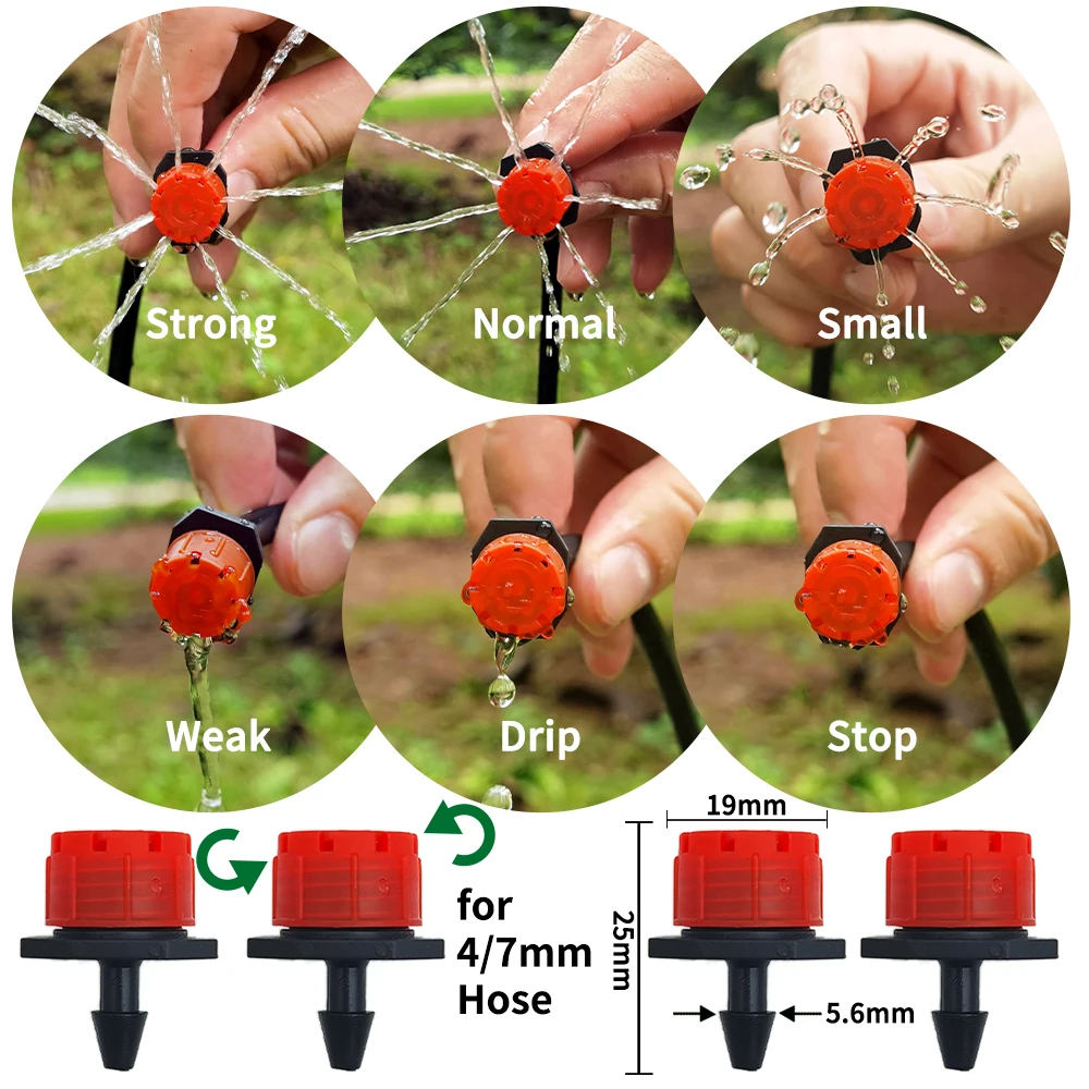 OASIS 30-800X Garden 4/7MM Adjustable Micro Nozzle Drip Irrigation System 1/4'' Watering Sprinkler Anti-clogging Emitter Dripper