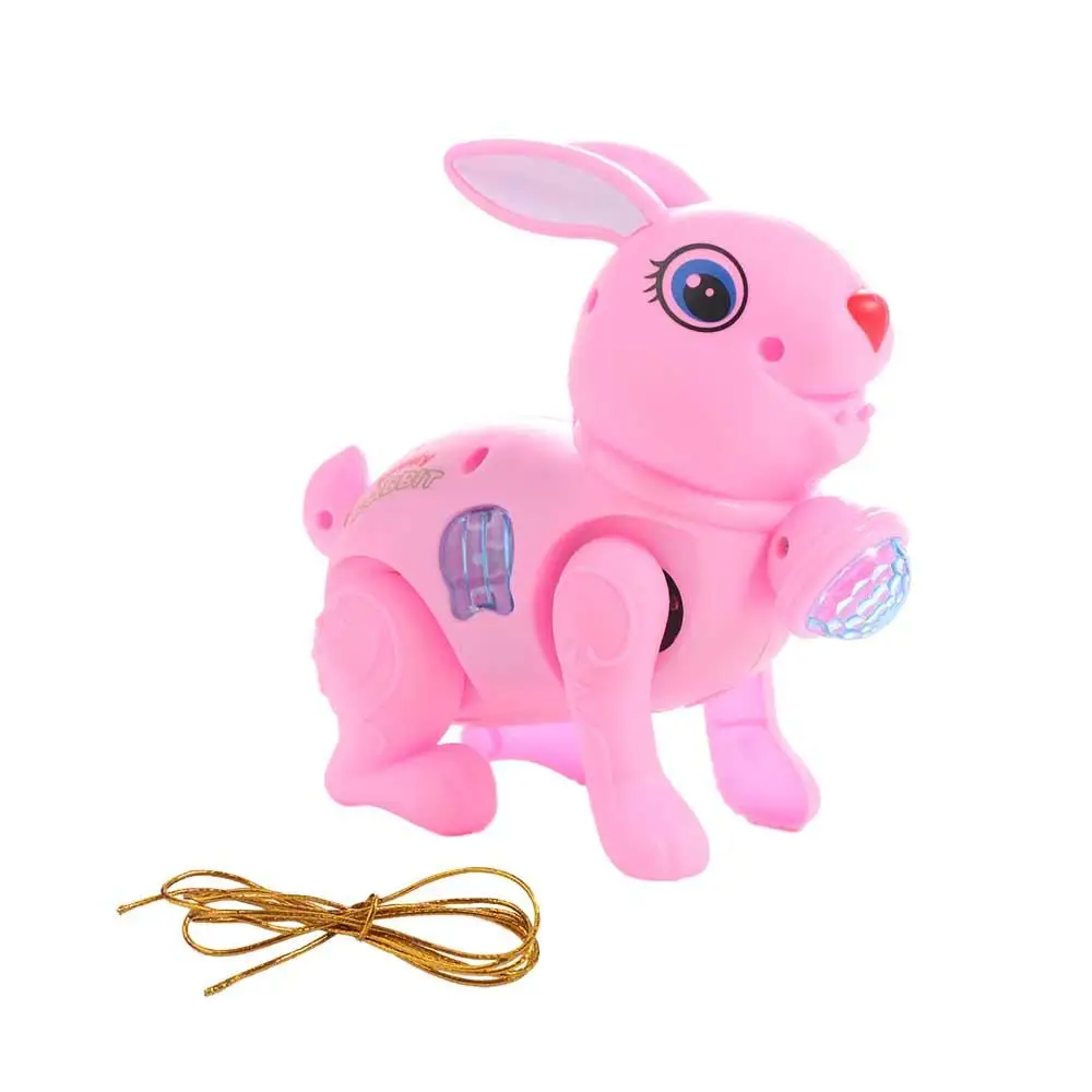 Cute Little Rabbit Electronic Walking Rabbit Toy Traction Rope Music Walking Electric Choldren Toys