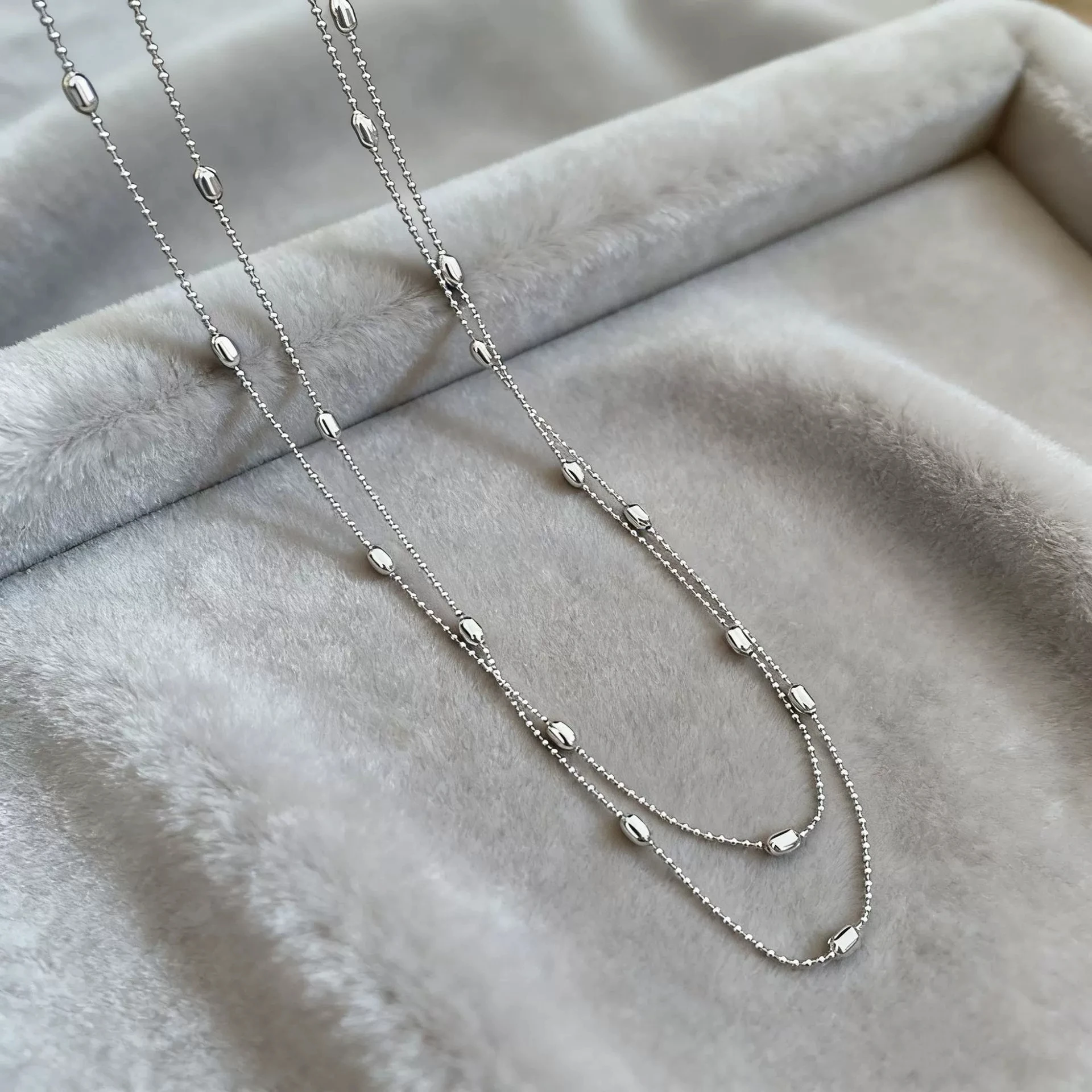 Vintage Gold Silver Color Double Layered Long Stacking Choker Temperament Chain Necklace For Women Fashion Trendy New Jewelry image 6
