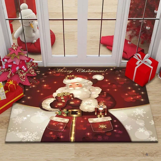 

2023 Santa Claus Enters The House with Carpet Bathroom with Anti Slip Floor Mat Festive New Year's Christmas Home Decorations