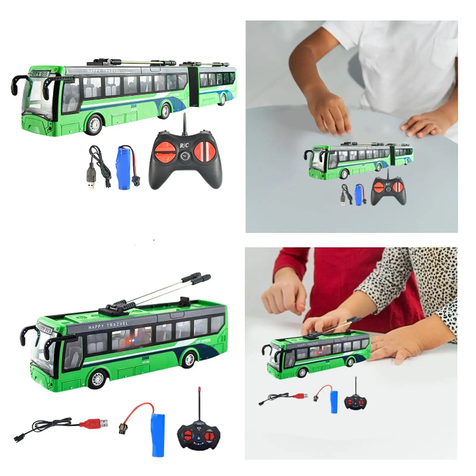 Remote Control Bus Playset Car Electric RC City Bus for Boys Girls Ages 3+