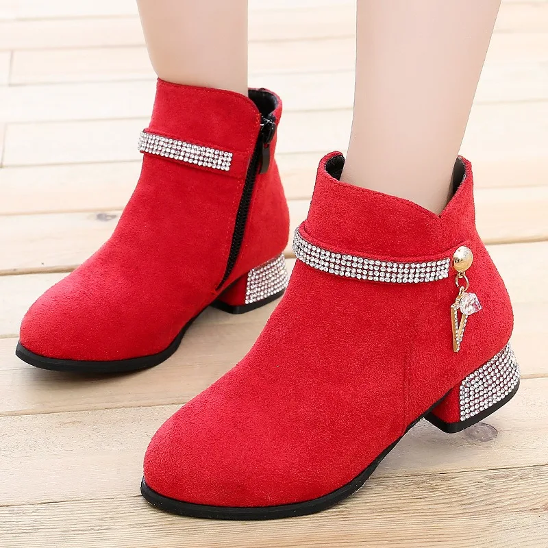Children'S Korean Version Ankle Boots Girls High Heels Student Short Boots Spring Autumn Fashion Shoes For Girl Botas NiñA