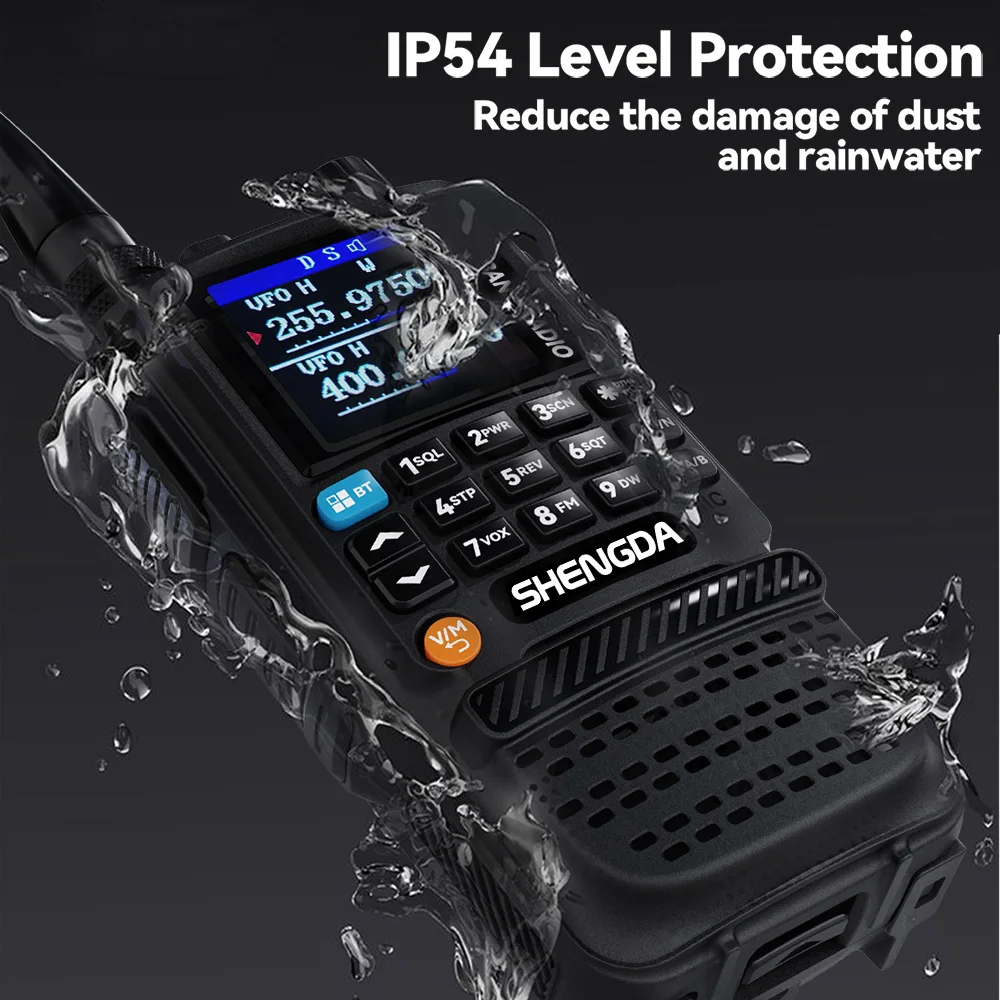 Radiotelefon SD-GP360 10W, dopasowywanie częstotliwości jednym przyciskiem, skanowanie kanałów, UHF/VHF, 4-pasmowy wyświetlacz LCD, bateria o dużej pojemności.