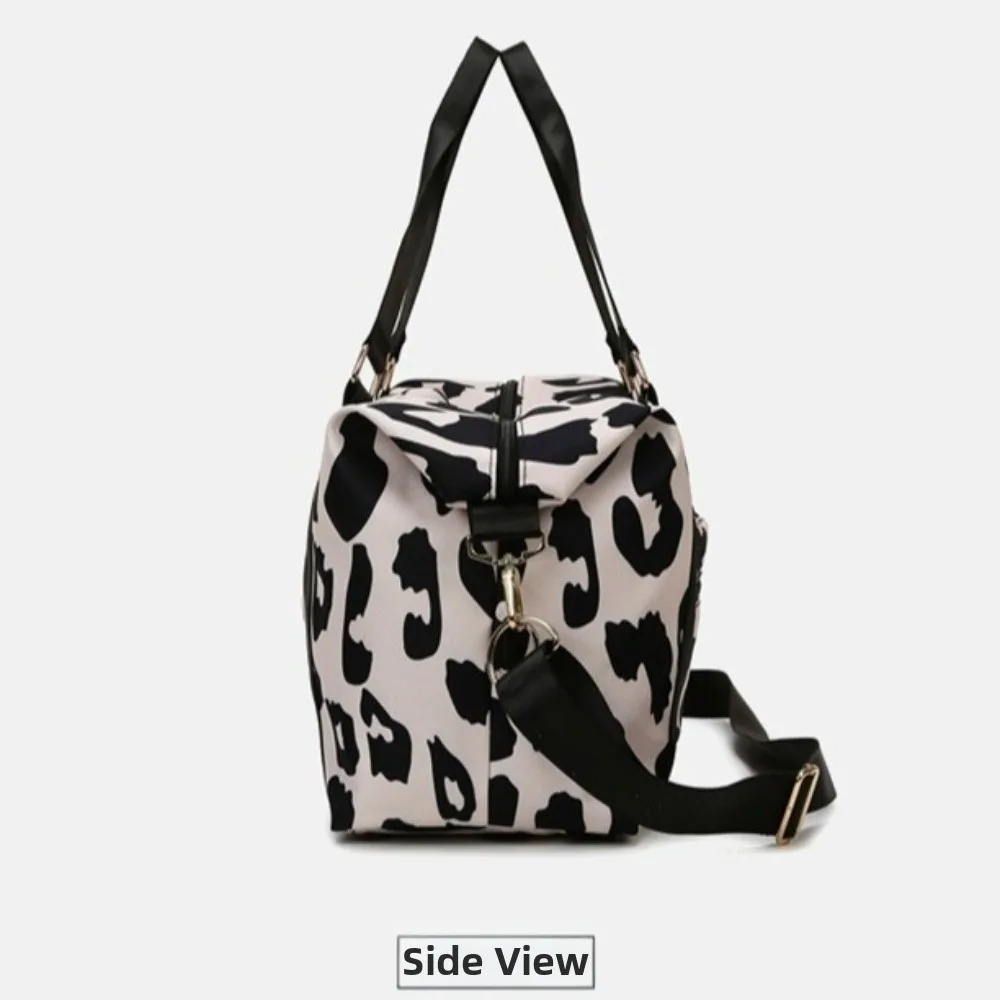 Fashionable Leopard Print Gym Bag Large Capacity Multi Functional Travel Bag Portable Shoulder Bag Fitness Sports