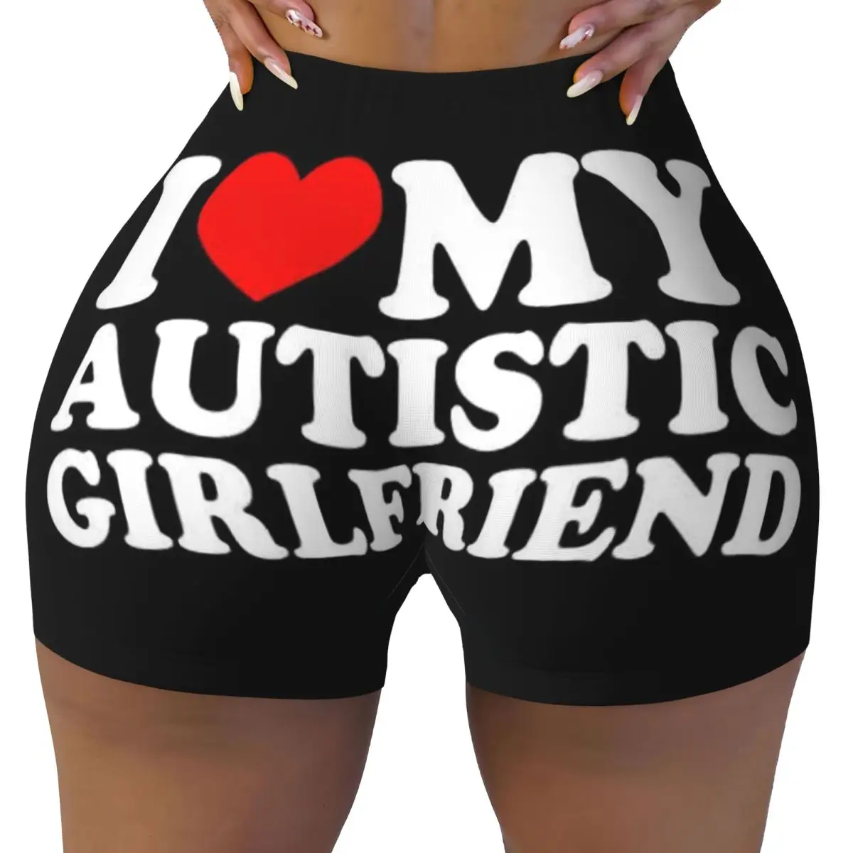 Custom I Love My Autistic Girlfriend I Heart My Autistic GF Women Gym Workout Running Shorts Athletic Volleyball Yoga Shorts