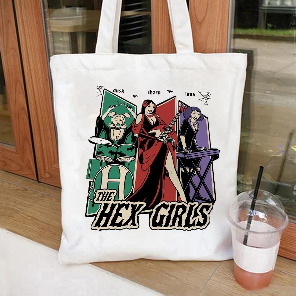 

The Hex Girls Rock Band Music Tote Bag Set Women Shoulder Handbag Cosmetic Bag Canvas Large Capacity Shopping Bag Travel Pouch