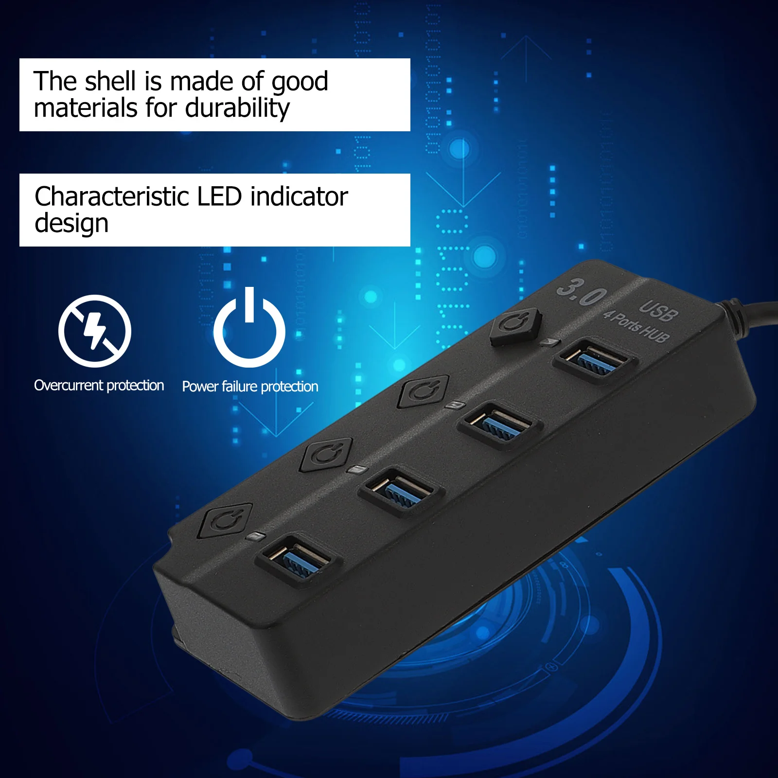 

4 Port USB Hub USB 3.0 Data Transfer Expansion Multifunction Hub Adapter for Laptop Mobile Computer Accessories
