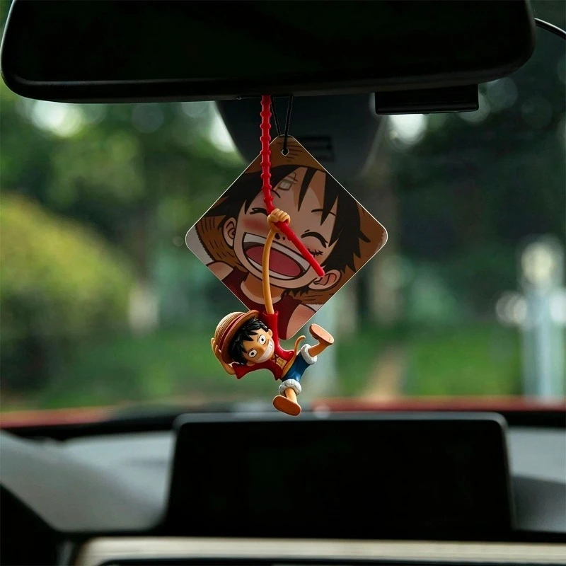 Neuer One Piece Luffy Niedlicher Anime-Anhänger, Modischer Cartoon-Autoanhänger, Kreativer Konsolenschmuck, Geschenk – Detail 5