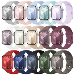 Apple Watch 스트랩 용 실리콘 밴드 44mm 45mm 40mm 41mm 42-38mm 45mm 스포츠 팔찌 iwatch 시리즈 8 7 6 5 4 3 SE 9 Ultra 2 49mm