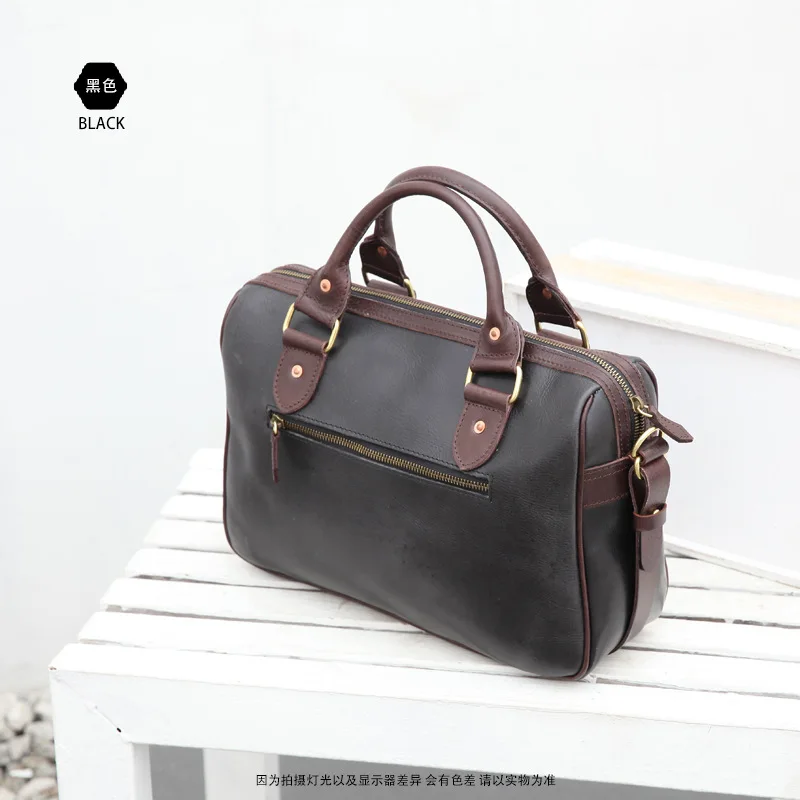 Bolso retro de cuero para hombre, bolsa cruzada para ordenador