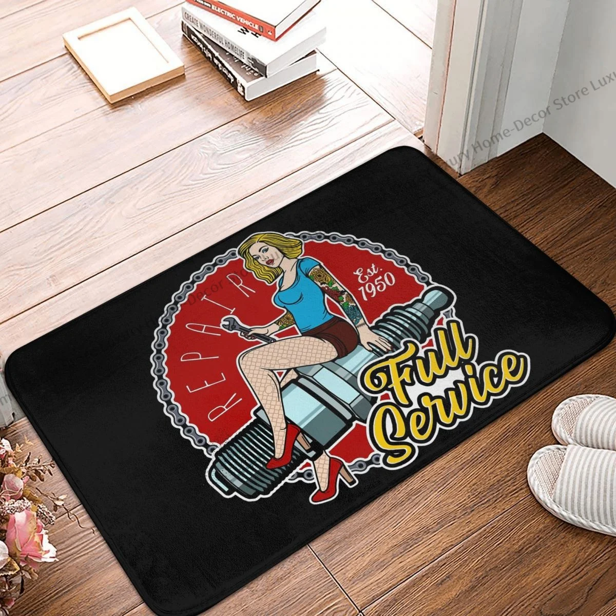 Non-slip Doormat Full Service Pin Up Girl Bath Kitchen Mat Outdoor Carpet Indoor Modern Decor