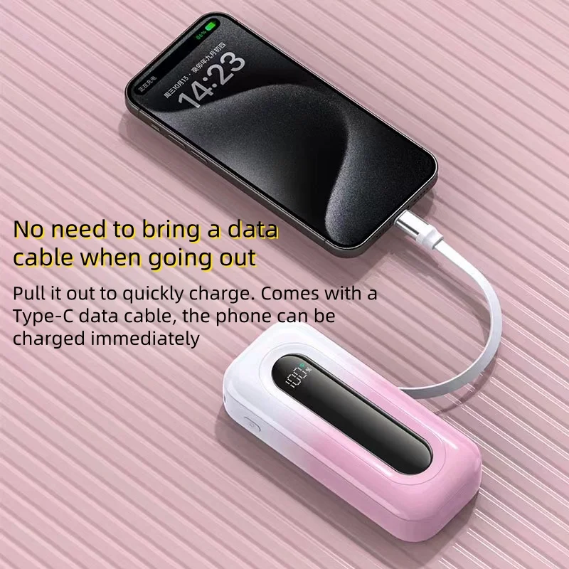 22.5W super fast charging power bank Pull and stretch data cable  10000mAh, durable and convenient with sufficient capacity