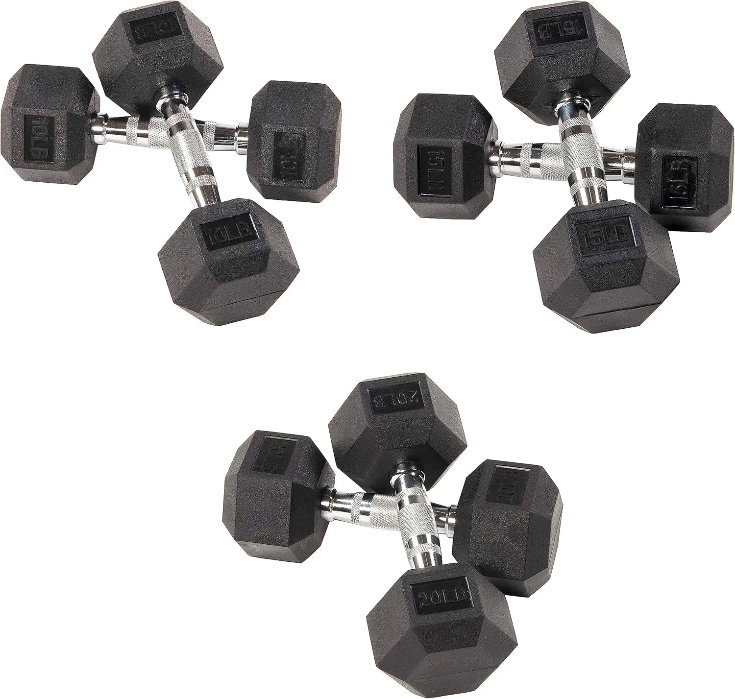 

Signature Fitness Rubber Coated Hex Dumbbell Weight Set and Storage Rack, Multiple Packages