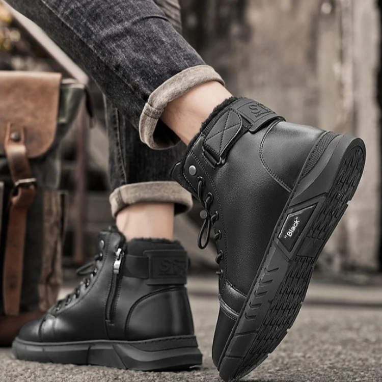 Große Herren-Schneestiefel mit Winterfleece Warme Herren-Baumwollschuhe Herrenstiefel – Detail 7