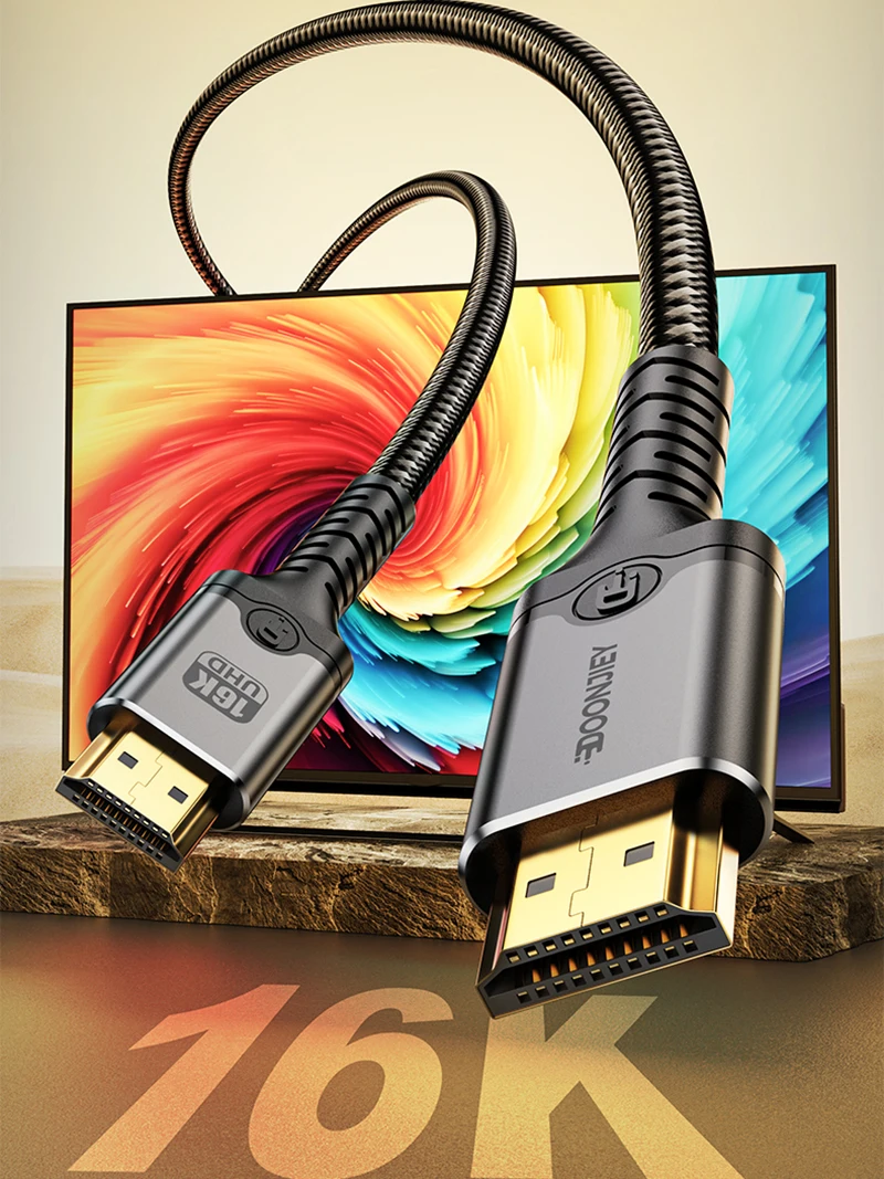 Câble HDMI 16K, câble vidéo numérique tressé mâle-mâle, Ultra haute vitesse, HDMI2.2, HDR, pour PS5, HDTV, Blu-ray, Xiaomi Mi Box