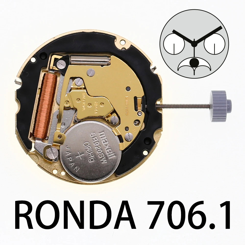 Ronda 706 706.1 Quartz Watch Movement Multi-function Movement Five Hands Date At 3 Watch Movement For Harley