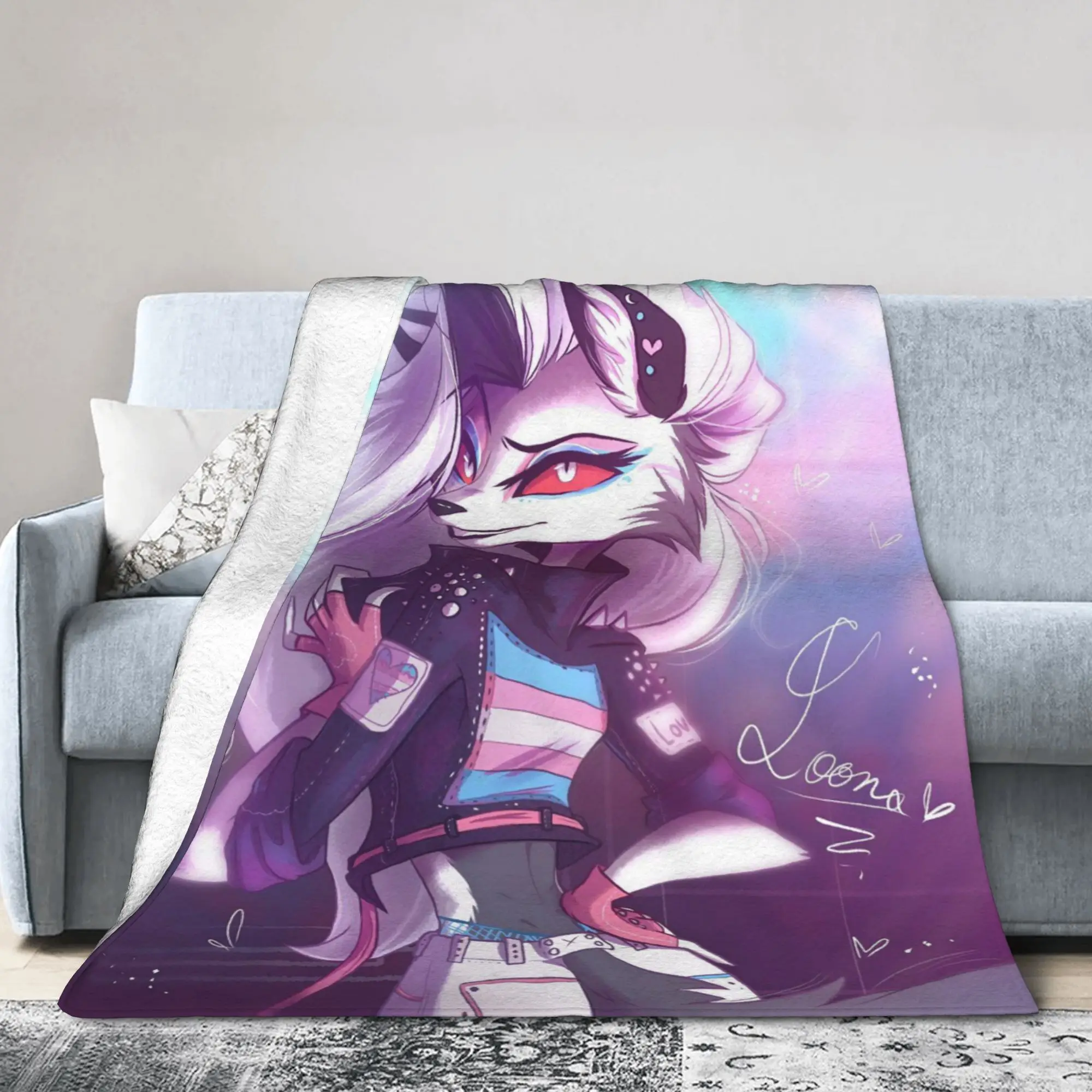 Sexy Loona Blanket Velvet Summer Air Conditioning Anime Multi-function Lightweight Throw Blanket for Bed Outdoor Bedspreads