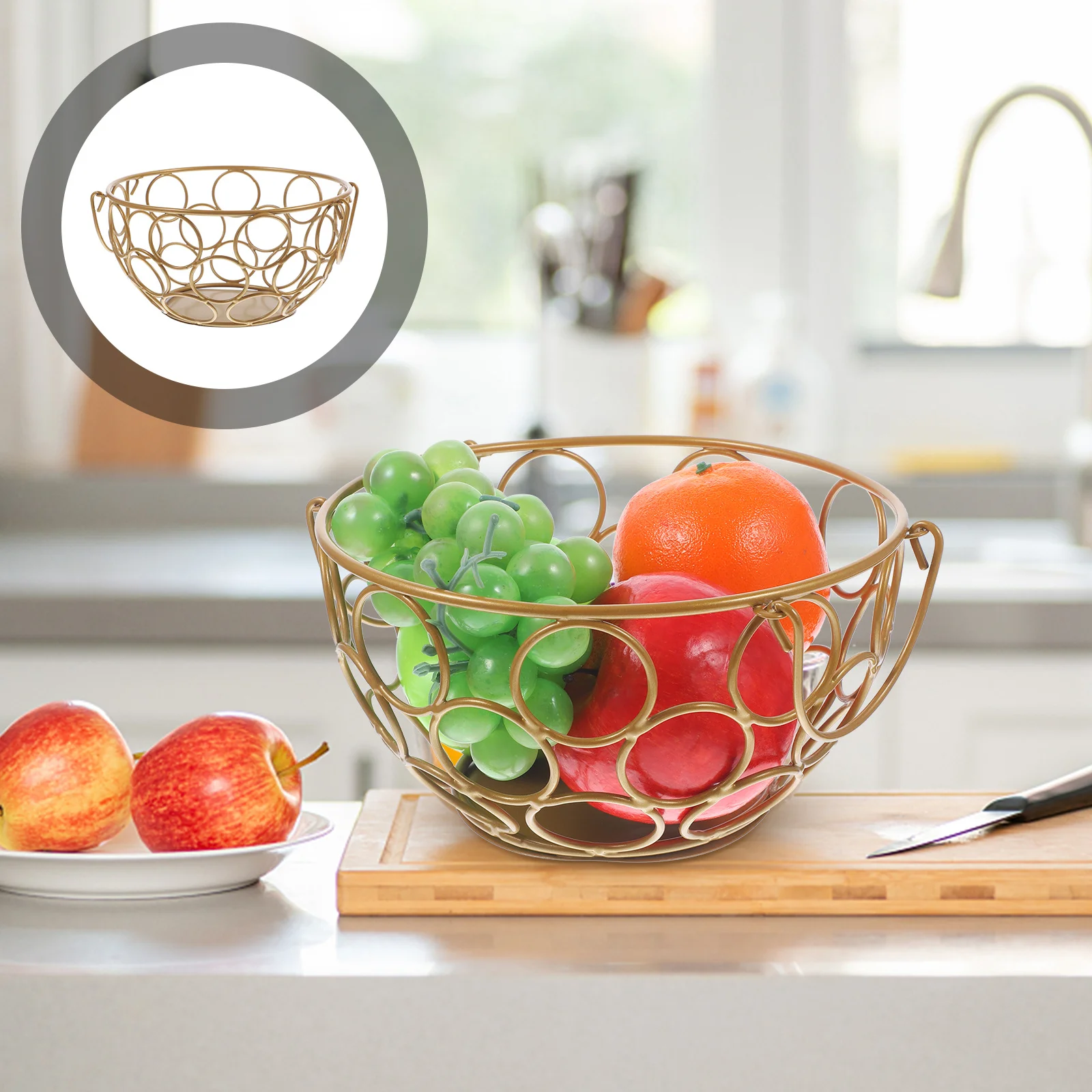 

Iron Storage Basket Hollow Desktop Fruit Bowl Creative Kitchen Snack Vegetable Egg Holder Countertop Container Vintage Style