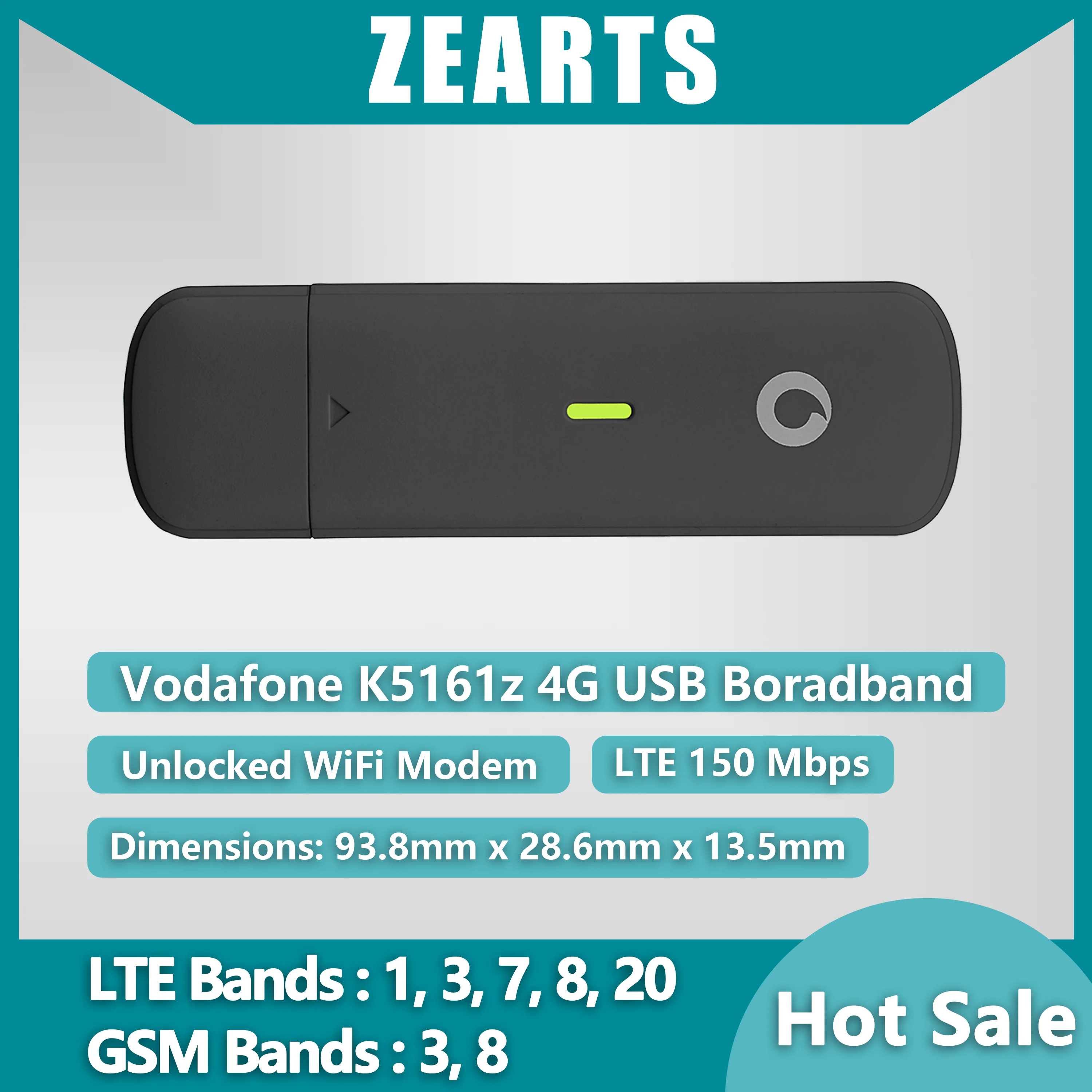 

[white] Vodafone K5161z 4G LTE USB Dongle USB Stick Datacard Mobile Broadband USB Modems 4G Modem LTE Modem