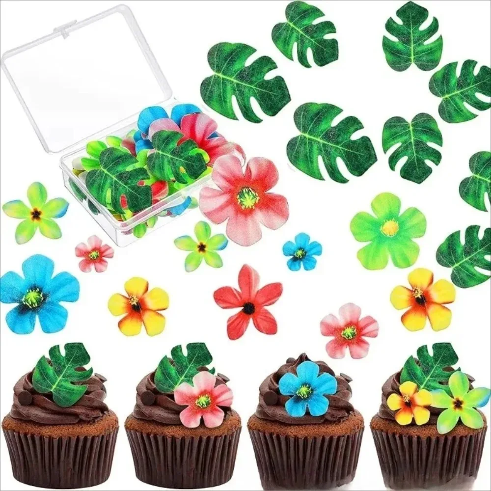 Turtle Leaf and Small Flower Butterfly FlowersShape Birthday Party Cake Decorations Cupcake Baking Decoratiopaper 83pcs