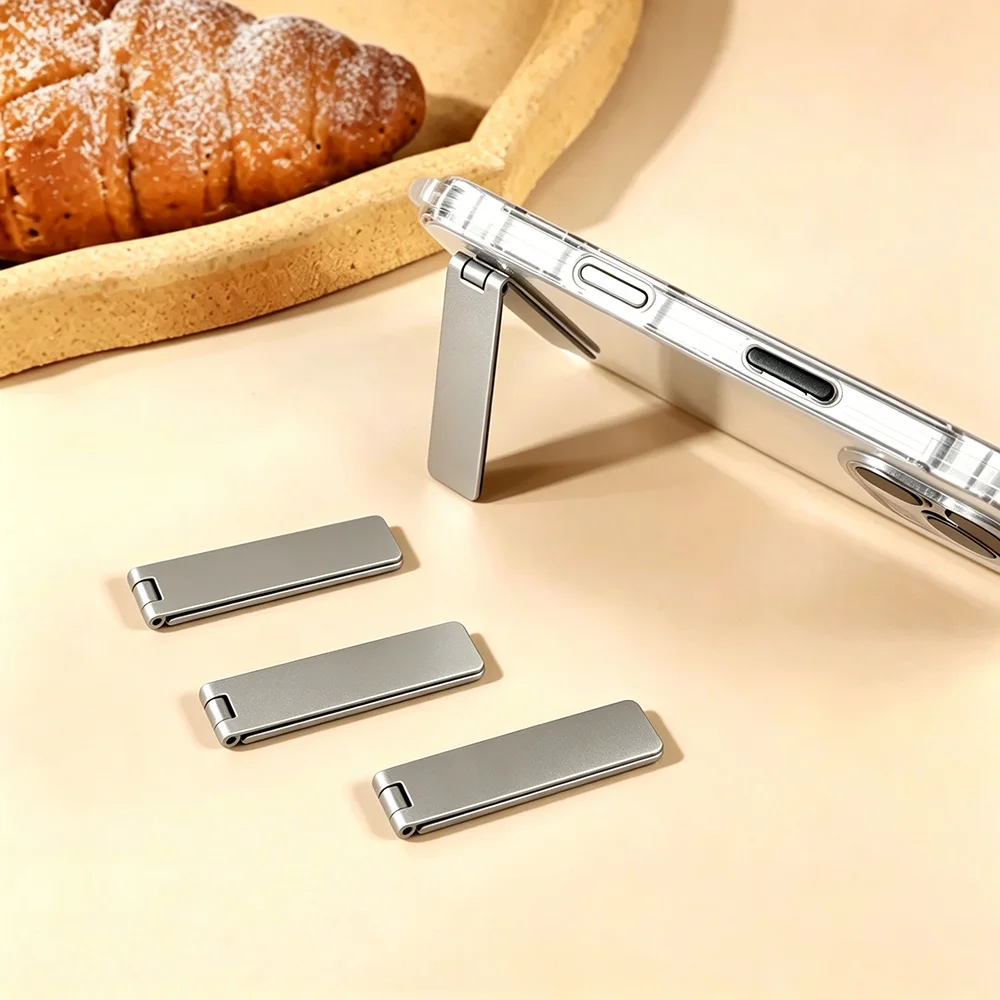 Metal Phone Kickstand Ultra Thin Invisible Cellphone Holder Universal Folding Self-Adhesive Phone Stand Bracket For Apple iPhone
