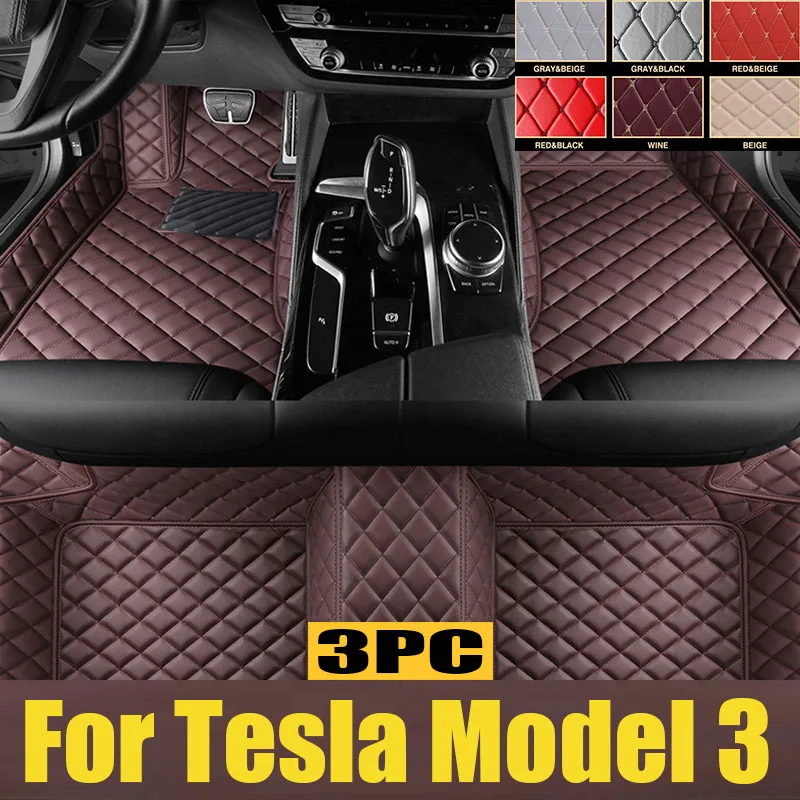 

Car Floor Mats For Tesla Model 3 2019 2020 2021 Custom Auto Foot Pads Automobile Carpet Cover interior trunk mat