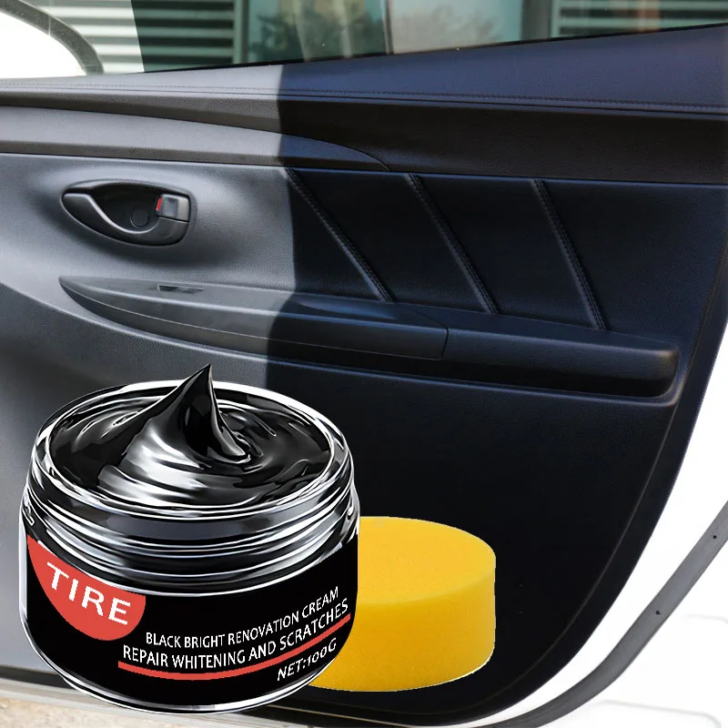 1 Piece of 100g Car Plastic Repair Paste, High-Gloss Tire Shine Anti-Aging Agent, Rubber Black Polish, Suitable for Car Interior and Exterior Details, Glossy Surfaces, Dashboard Refurbishment, Repair and Maintenance Gel