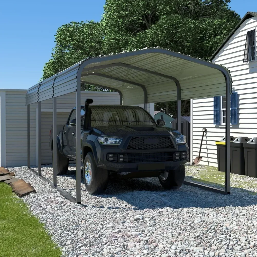 10' x 15' Metall-Carport mit robustem Dach aus verzinktem Stahl, verbessertes großes Carport-Überdachung für den Außenbereich, Auto-Port