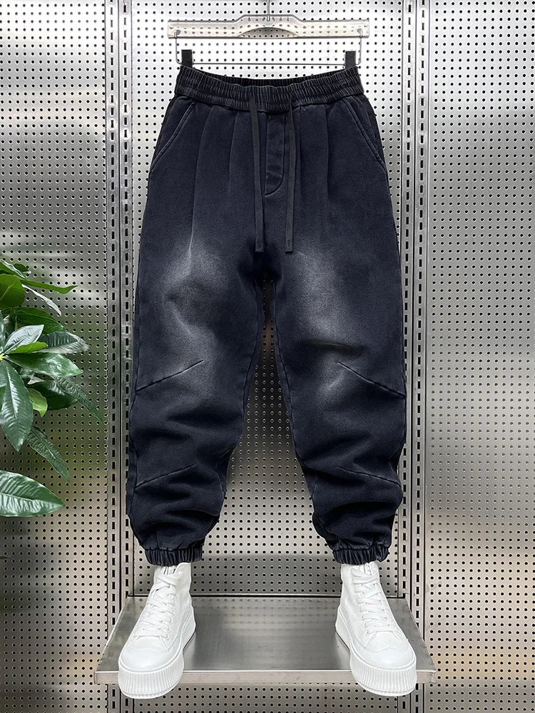 

Модные мужские теплые джинсовые джинсы на подкладке Fce, зимние свободные брюки с девятью очками Street Sle, Harlan Cotton Blend Antibacte...