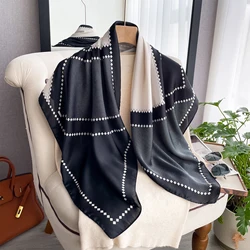 Luxury Silk Head Scarf Women Summer Foulard Satin Square Head Hijab Scarfs For Ladies Brand Shawls 90*90 Silk Scarf Muslim Hijab