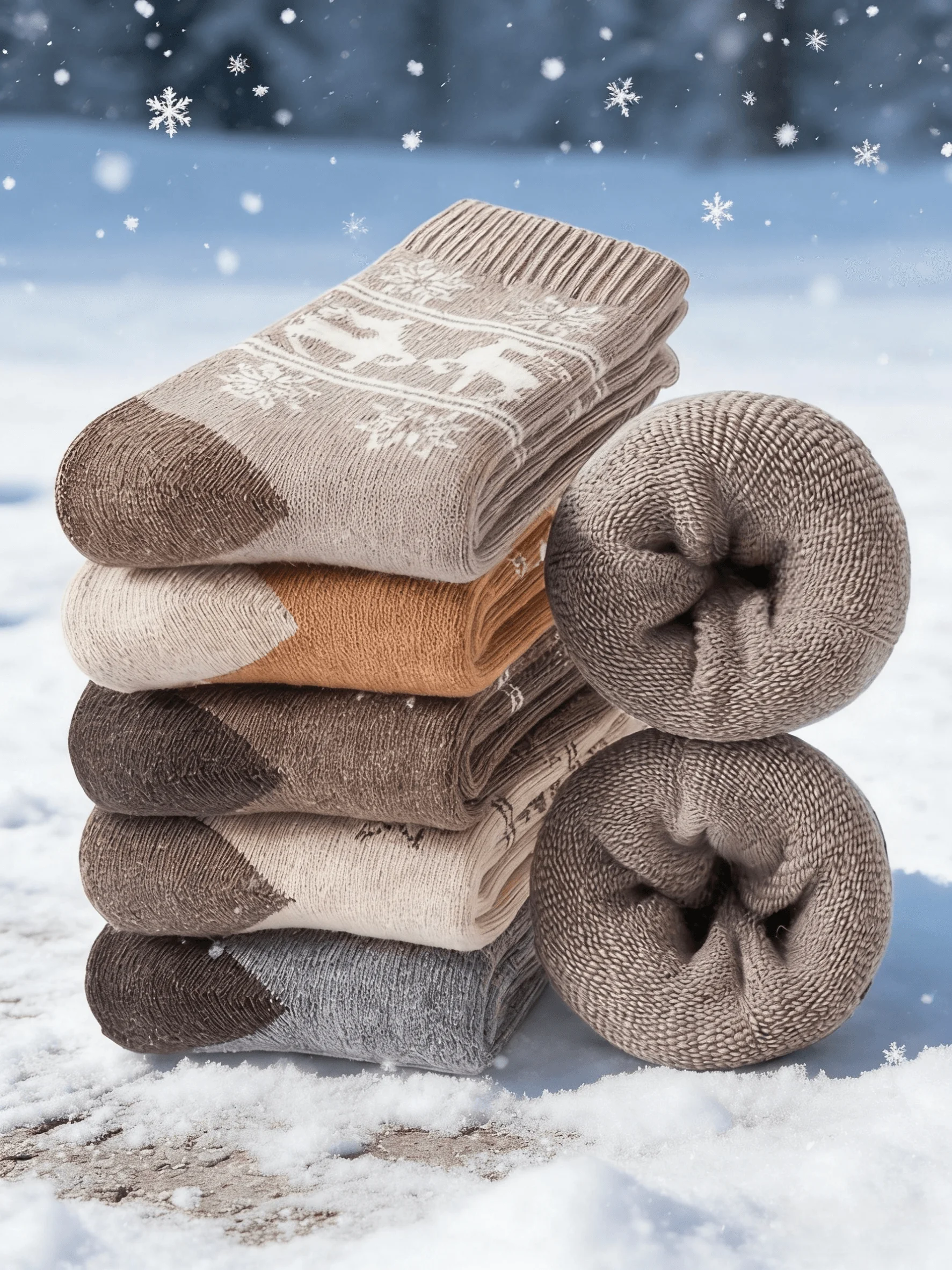 5 pairs of men's autumn and winter thick and warm mid tube socks, retro Christmas looped socks, new deer style sports socks, sui