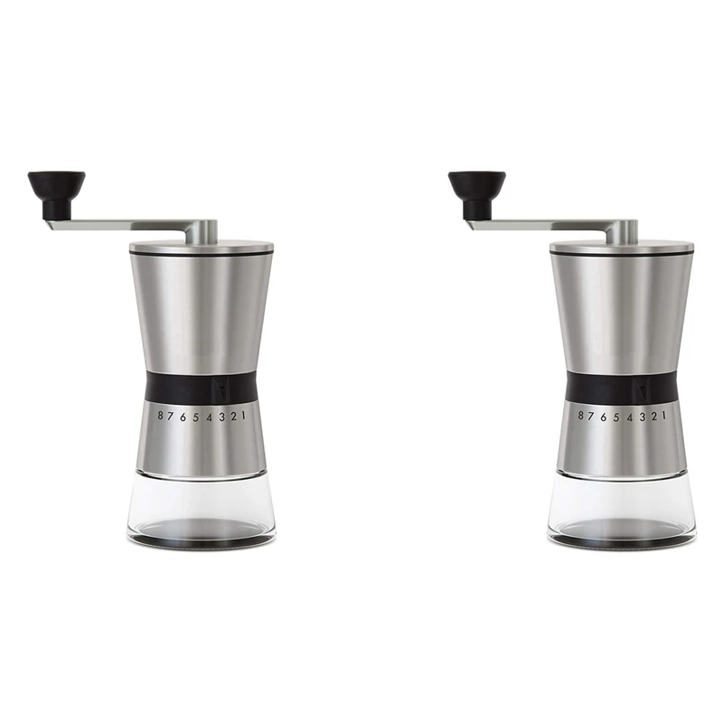 

2X Manual Coffee Grinder Conical Ceramic Burr Portable Hand Crank Mill 304 Stainless Steel