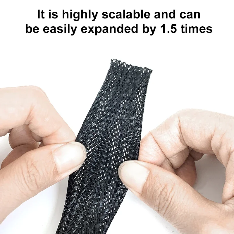 Universal 2-100mm PET Black Expandable Braided Mesh Sleeve Anti Pet Chewing Flexible Wire Wrap All Audio PC Cable Organizer