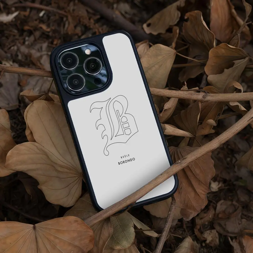 Borondo Beele Phone Case For iPhone 17 16 15 14 13 12 Pro Max Plus Black Frame Acrylic Carbon Fiber Hard Shell
