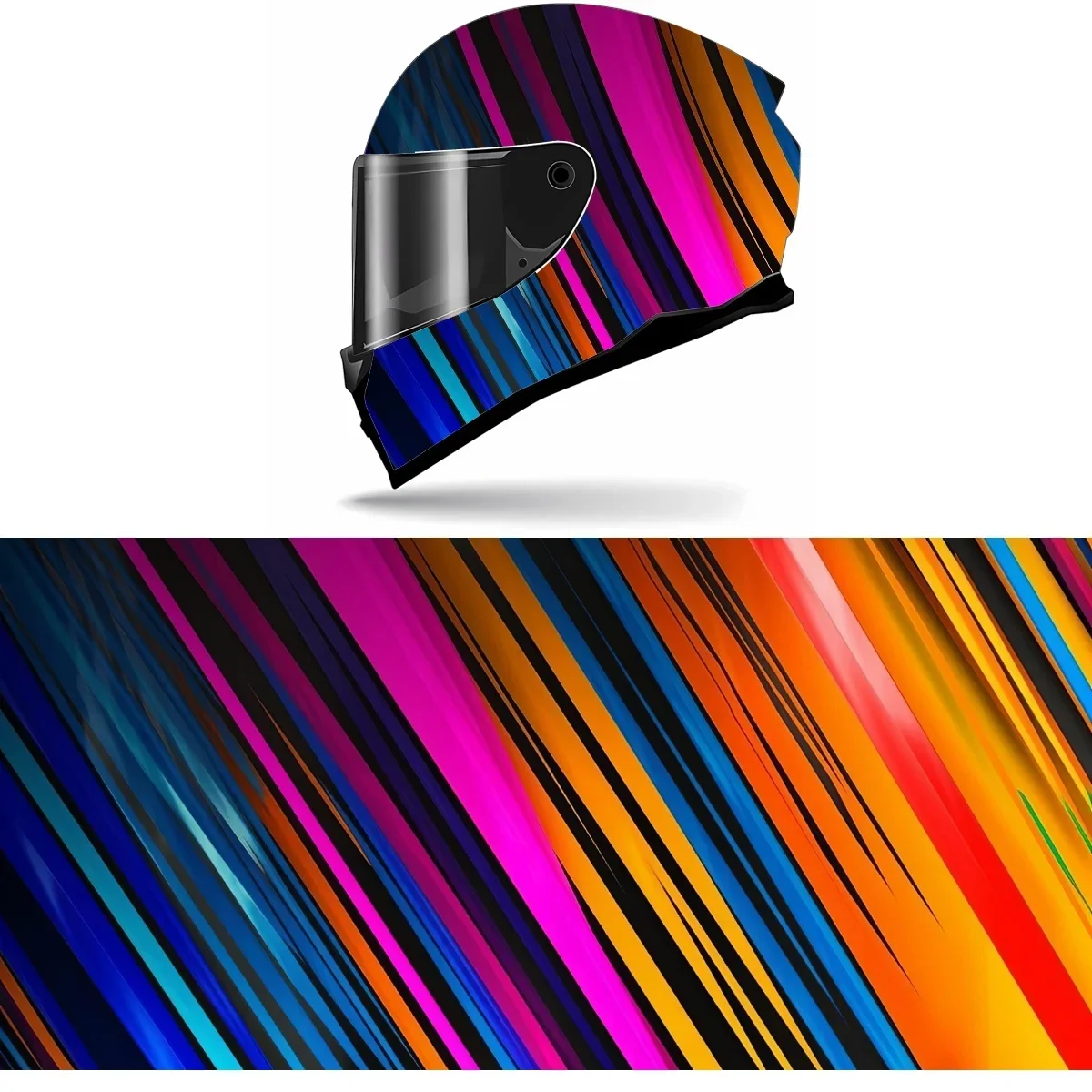 Adesivo de Vinil para Capacete de Motocicleta com Linhas Abstratas Coloridas Neon, Gráfico de Corrida, Decalque Decorativo para Capacete