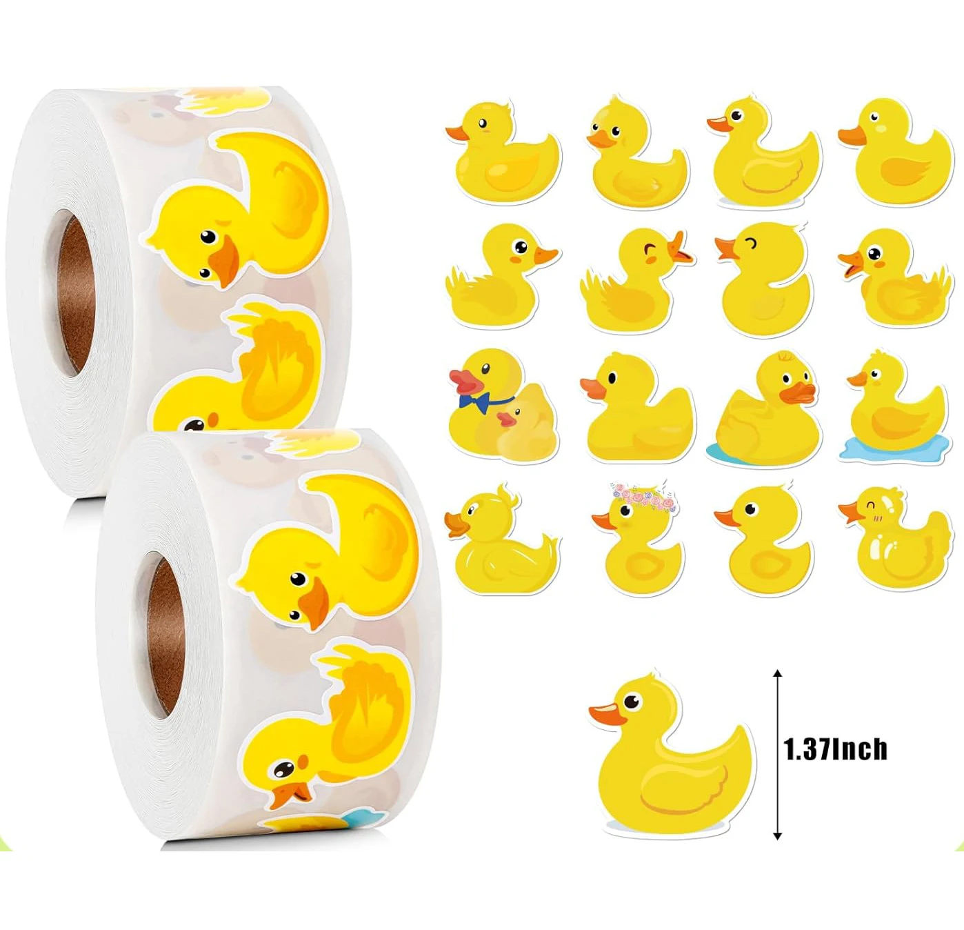 500/1000pcs Cute Cartoon Duck Stickers Roll Office Supplies   Present Incentives Favor Water Bottles Notebook Decoratio For Kids