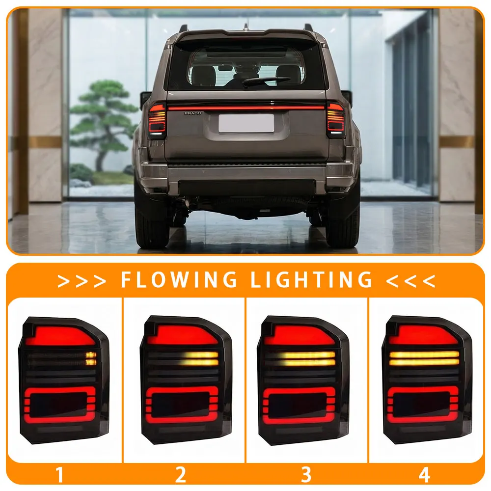 

pair LED Sequentail penetration trunk light +led tail light for Prado Land Cruiser LC250 2024 2025 Exterior Upgraded Accessories