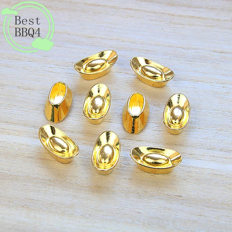 (BBQ4)5pc Ingot Gold Chinese Yuan Bao Wealth Golden Statue Ingot Decor Ornament Decorative Year New Bar Lucky Money Prosperity