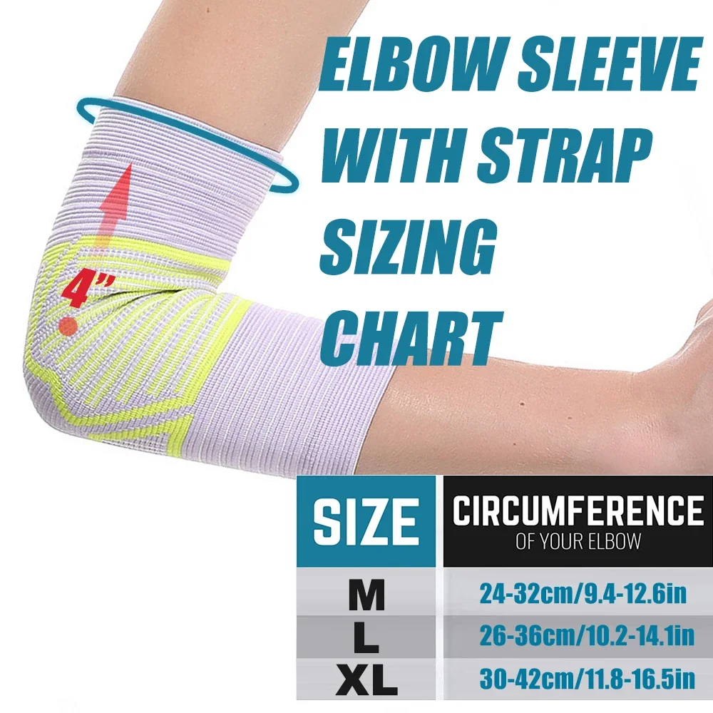 1PC Elbow Compression Sleeve for Women Men- Brace for Injury Recovery, Tendonitis, Tennis Elbow, Weightlifting, Golf, Basketball