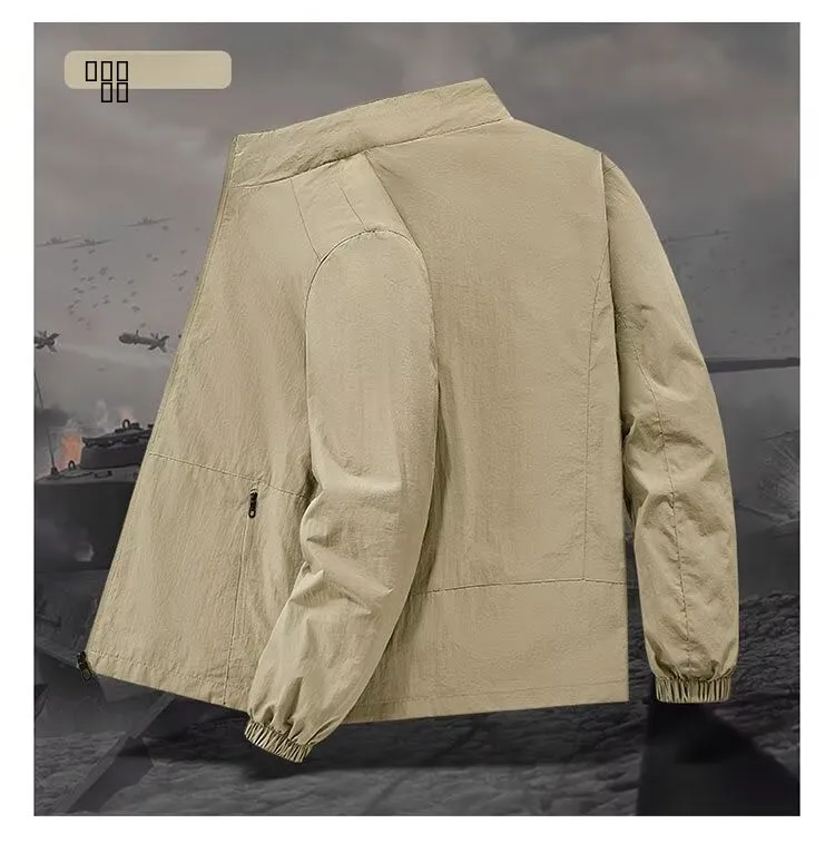 

Повседневная тонкая мужская куртка Jaet, новинка 202, весенне-осенняя легкая ветровка с воротником-стойкой для мужчин среднего и молодого возраста