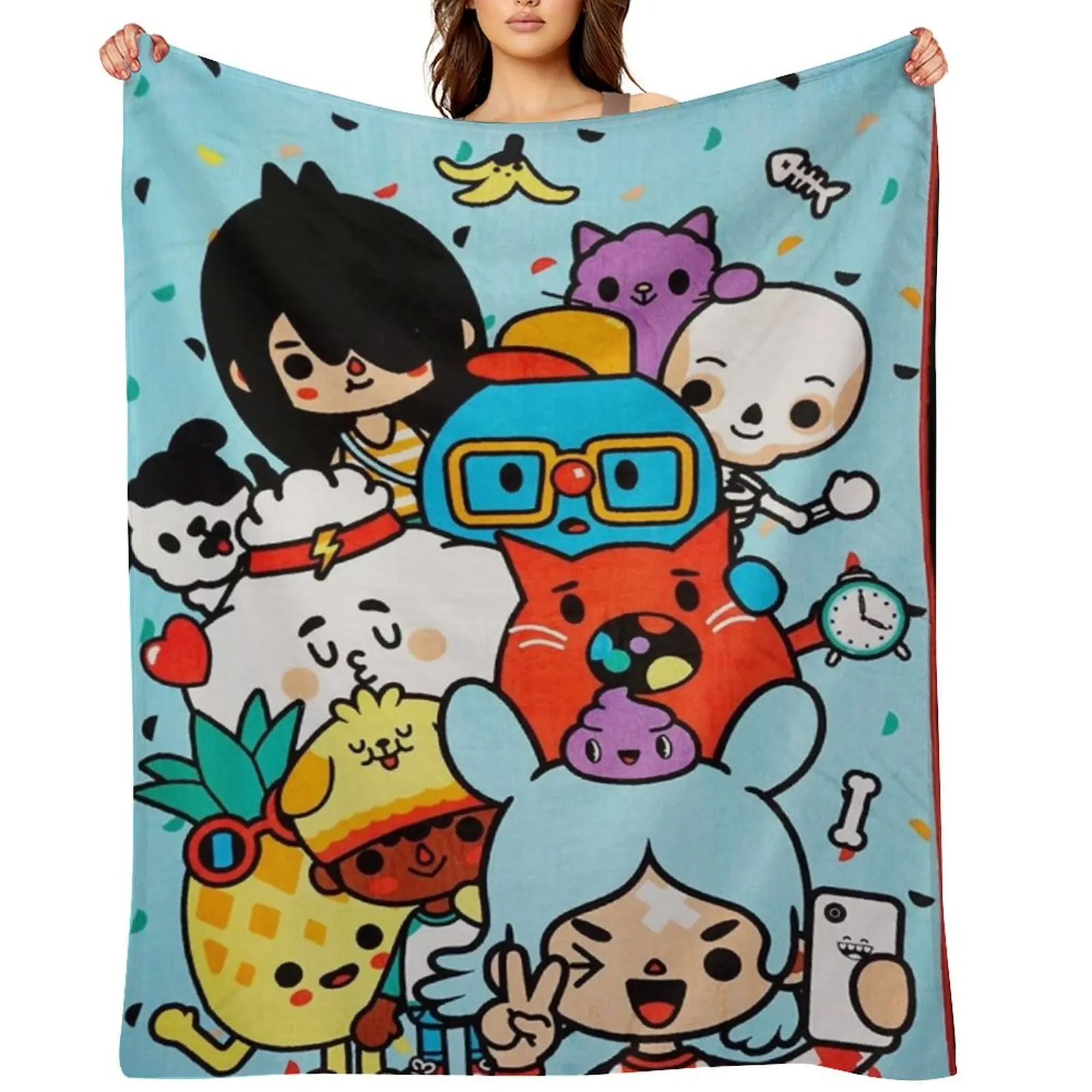 

Toca boca life kids happy Throw Blanket bed plaid blankets and throws Heavy Single Blankets