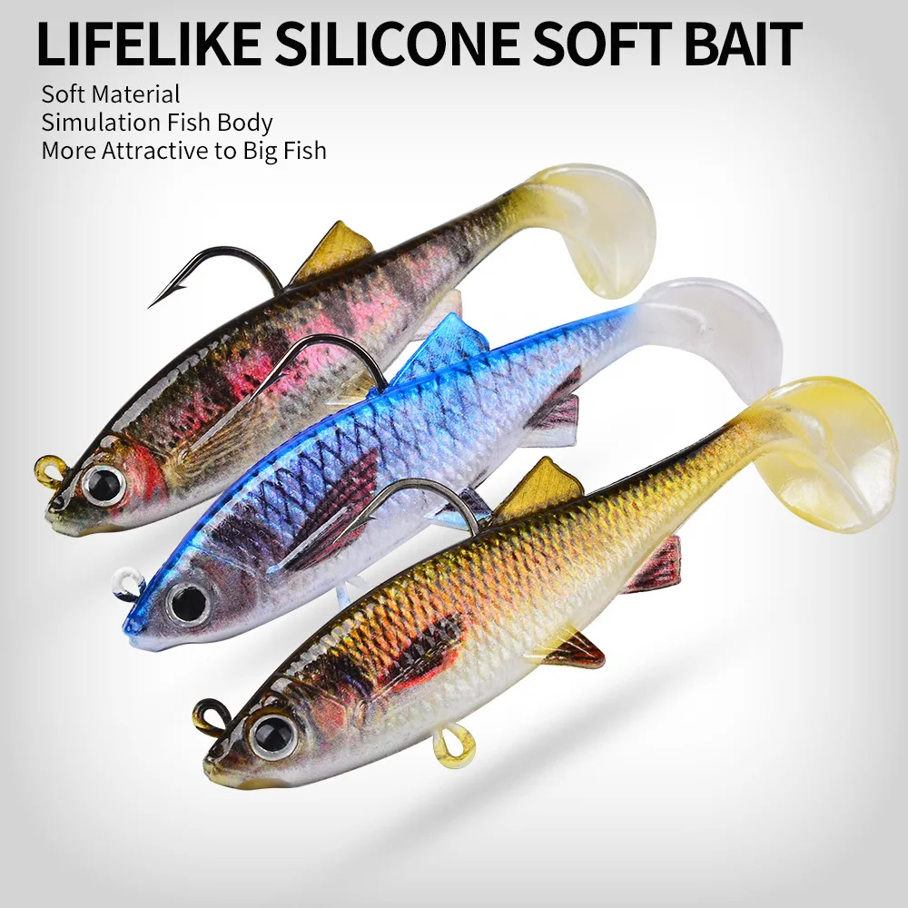 لينة الصيد إغراء الرصاص رئيس T-الذيل البلاستيك واقعية ل باس رأس الأفعى المياه المالحة المياه العذبة معالجة اصطناعية #5